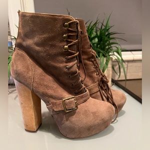 Jeffery Campbell suede buckle boot